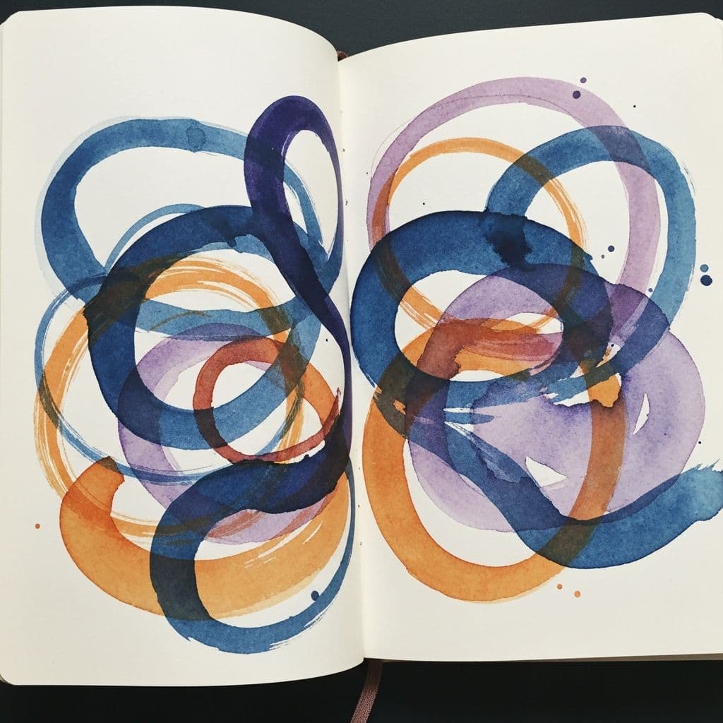 Emotional art journaling - abstract watercolor spread expressing feelings through color and brushstrokes