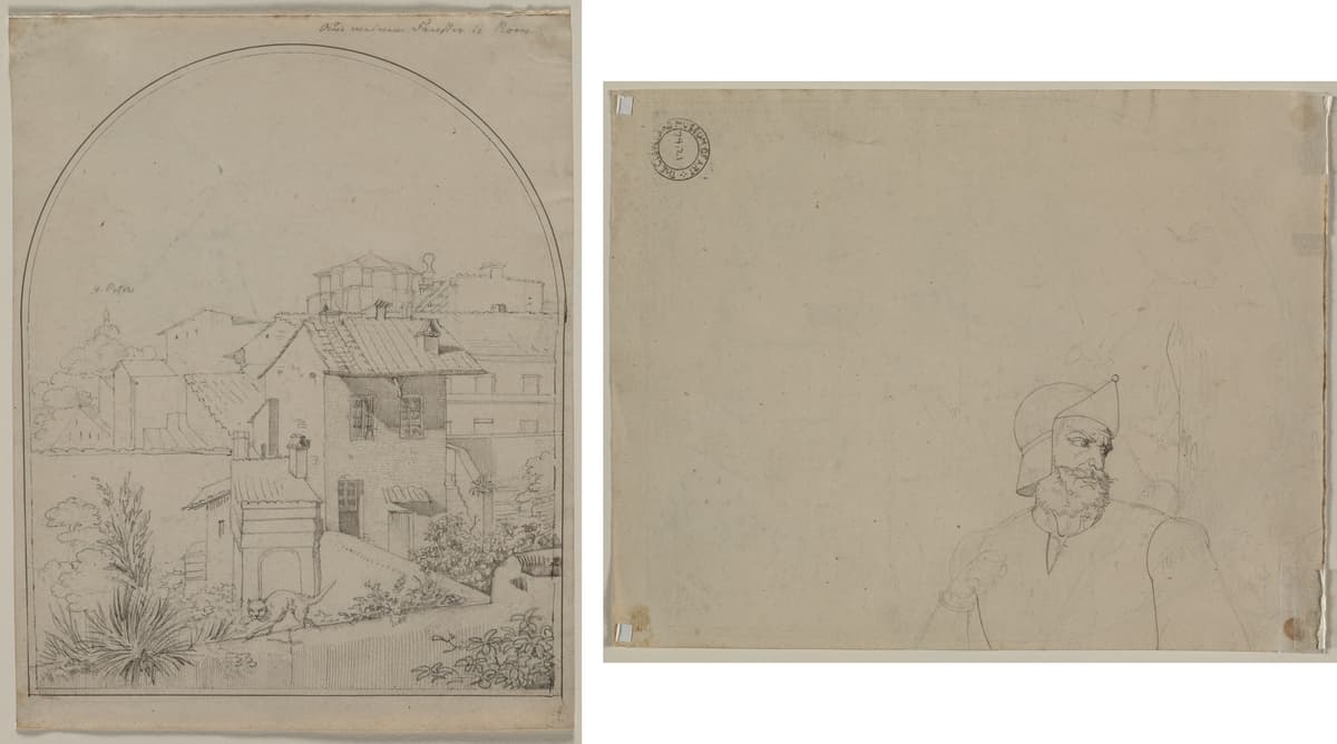 View from My Window in Rome (recto) Soldier in a Landscape (verso)