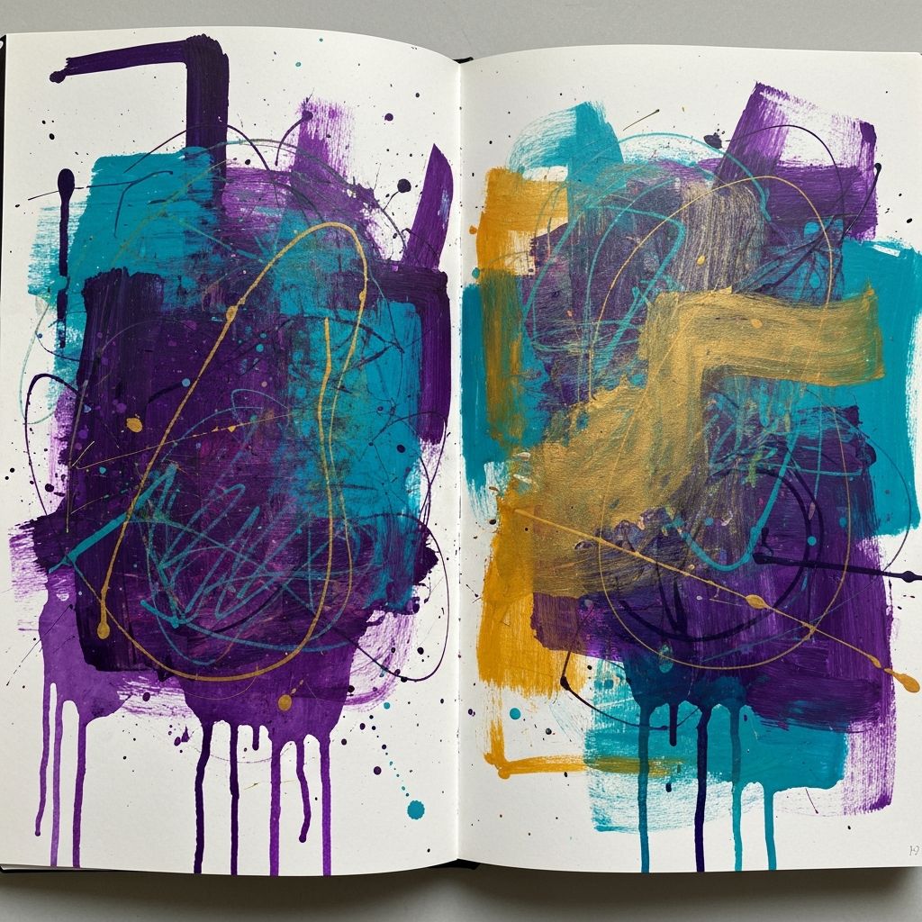 Art journal page with abstract intuitive art and expressive brushstrokes