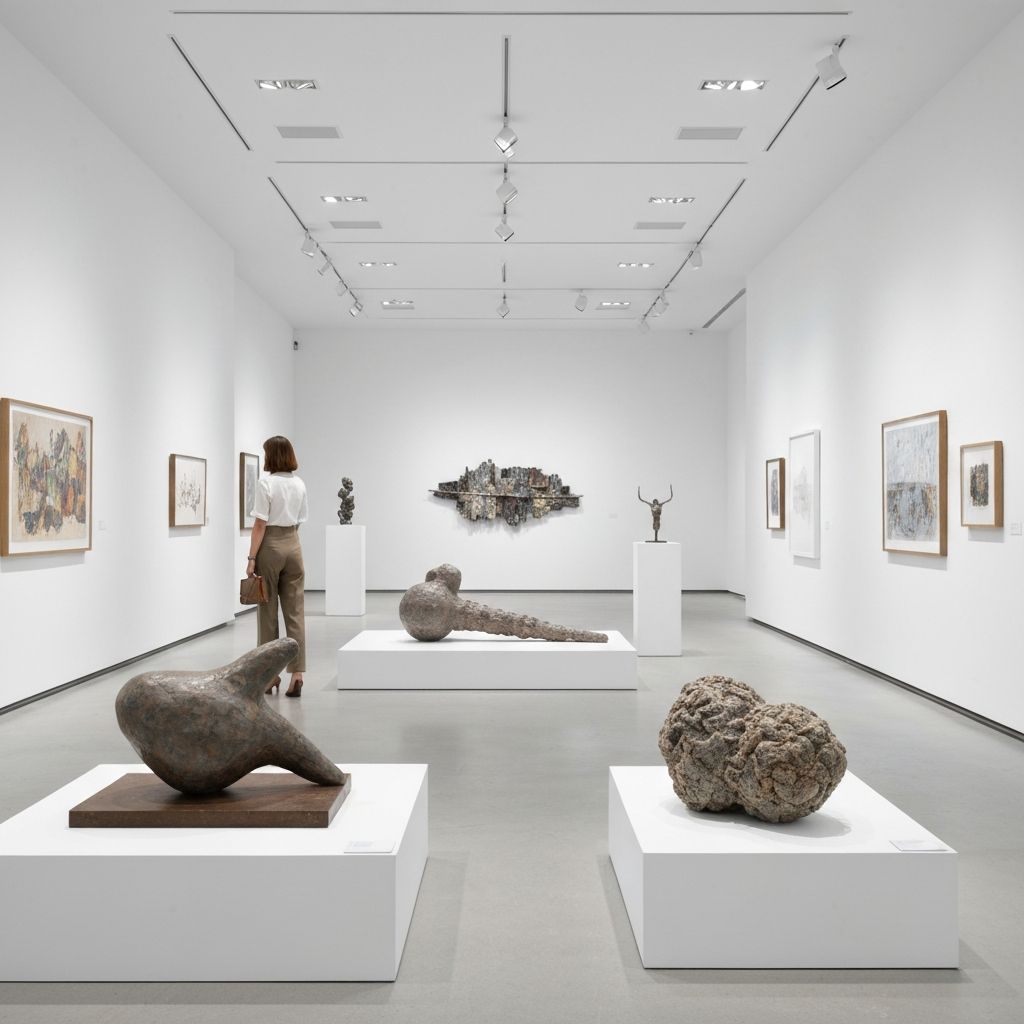 Contemporary art gallery with modern installations - journaling inspiration from conceptual art